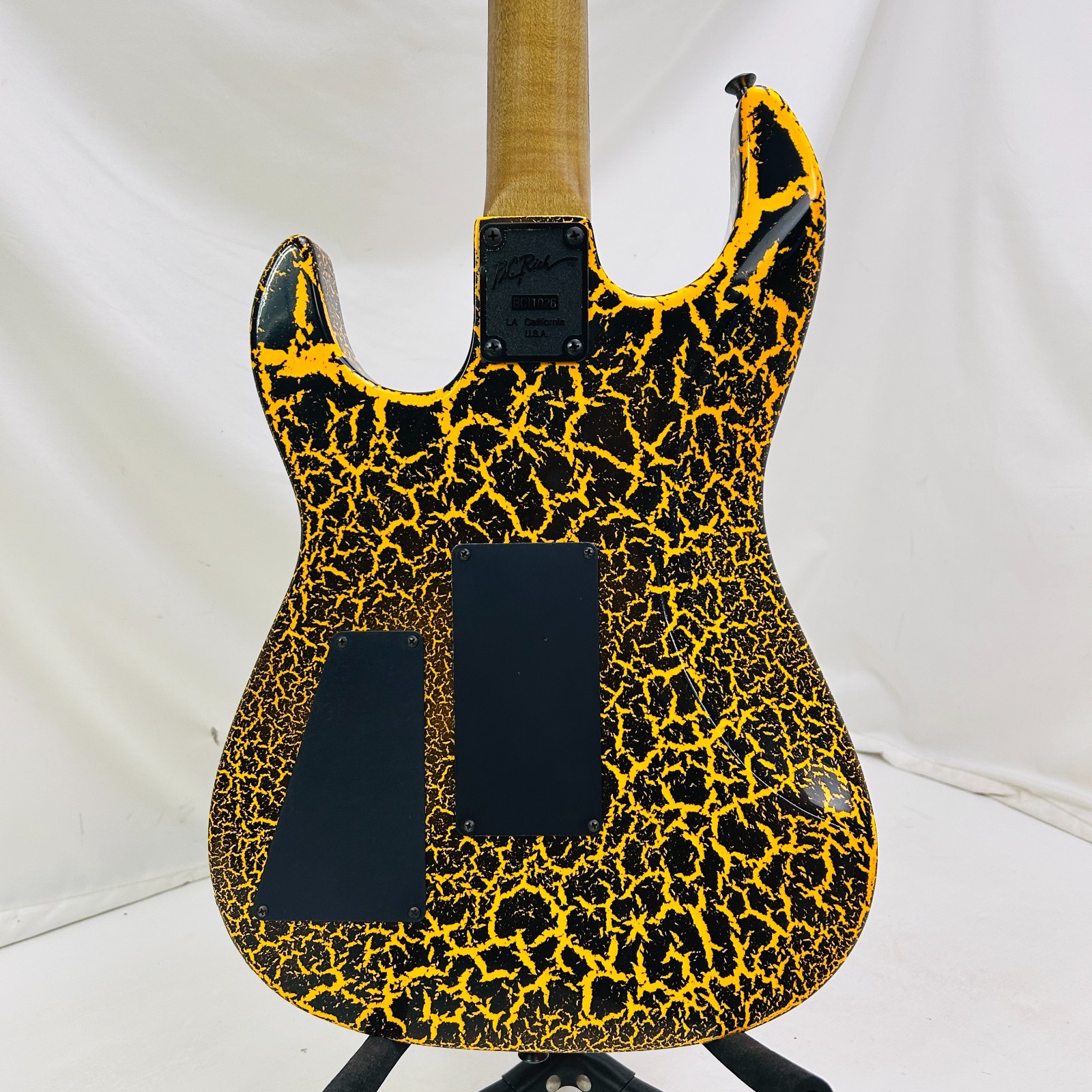 BC Rich ST3 Gold/Orange Crackle on Black Electric Guitar Made in USA w/ Hardcase