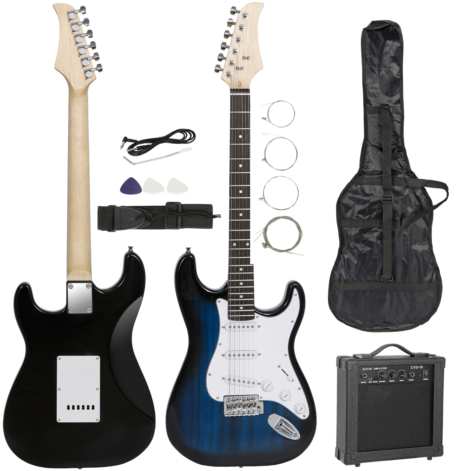 Full Size 39″ Beginners Electric Guitar with 10W Amp Gig Bag Case Guitar Strap