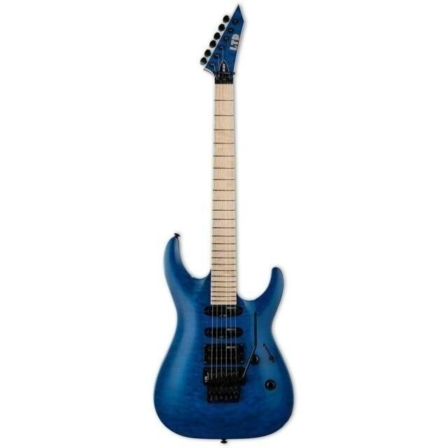 ESP LTD MH-203QM See Thru Blue Quilt Top Guitar MH203QMSTB #0337 Used