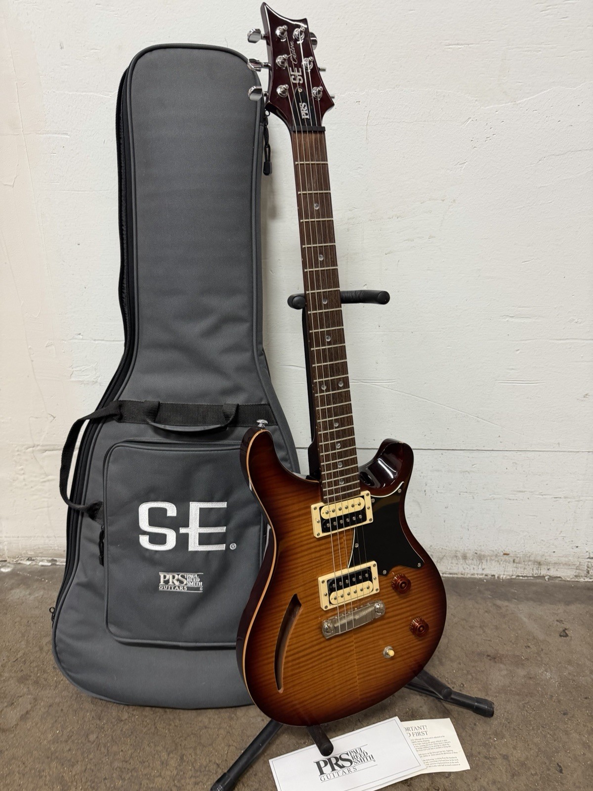 EXCELLENT PRS SE Custom Semi-Hollow Electric Guitar Vintage Sunburst Rosewood