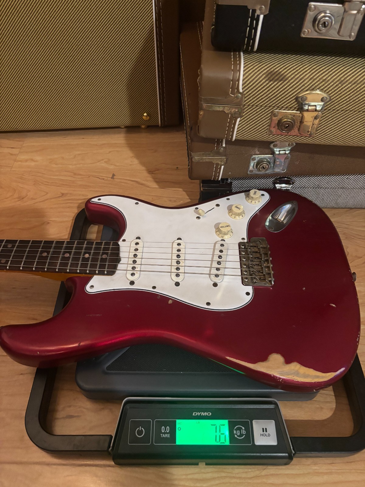 Fender Stratocaster 1963 Glas Custom Candy Apple Red Relic 7.6lbs w/ Tweed Case