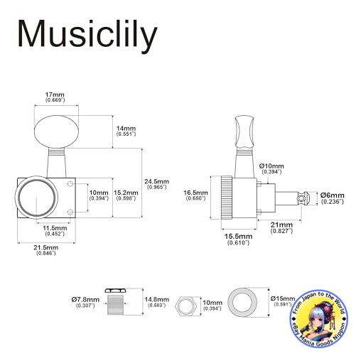 Musiclily Pro R18K Left-Handed 6 String Locking Tuners 18:1 Gear Ratio Fender