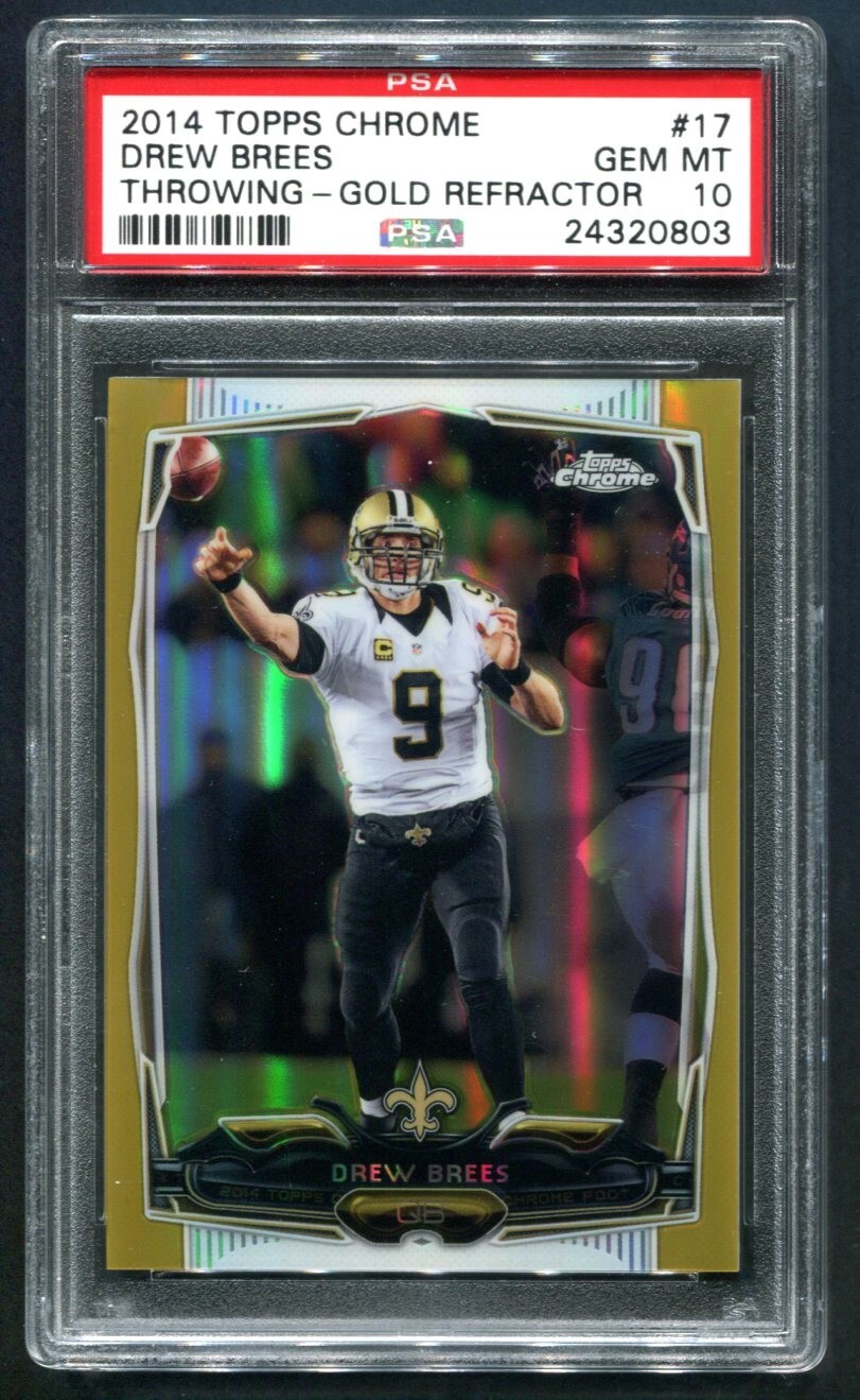 2014 Topps Chrome Drew Brees Gold Refractor48/50 PSA 10 GEM MINT 💎