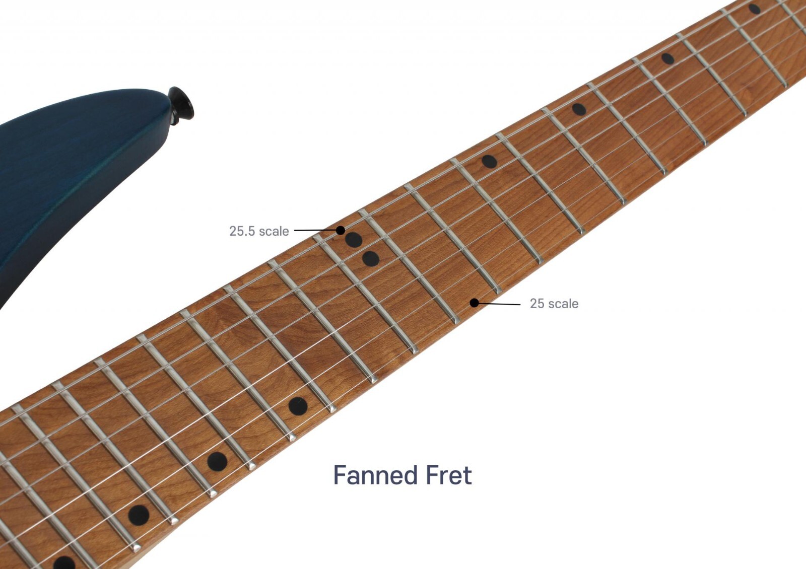 Swing UV-1F Matte Blue Burst Headless Electric Guitar Burl Top Fan Fret