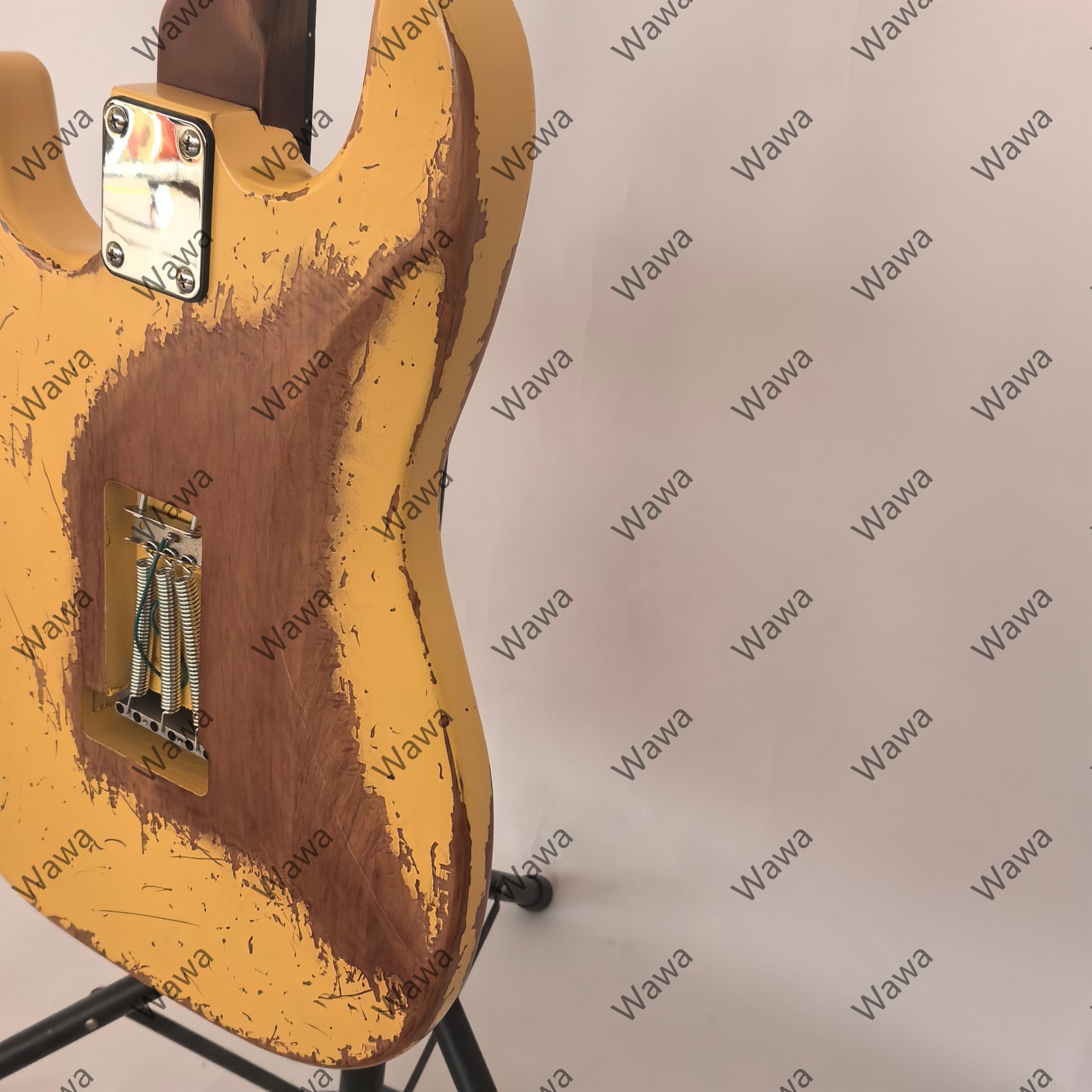 Vintage Yellow Over Natural Wood Strat Electric Guitar SSS Single Coils Tremolo