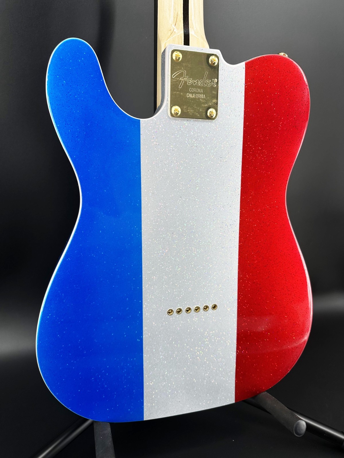 Custom TL Shape Electric Guitar Tri Color Glitter Body Gold Pickguard