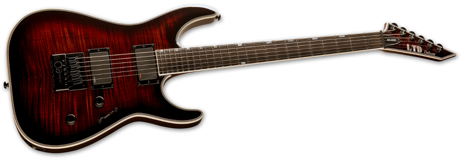 ESP LTD MH-1000 Evertune FM Dark Brown Sunburst ET Guitar + ESP Hard Case