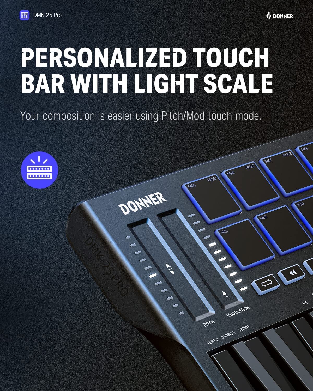 Donner DMK-25 Pro USB MIDI Keyboard Controller + DAW Software 40 Teaching Course