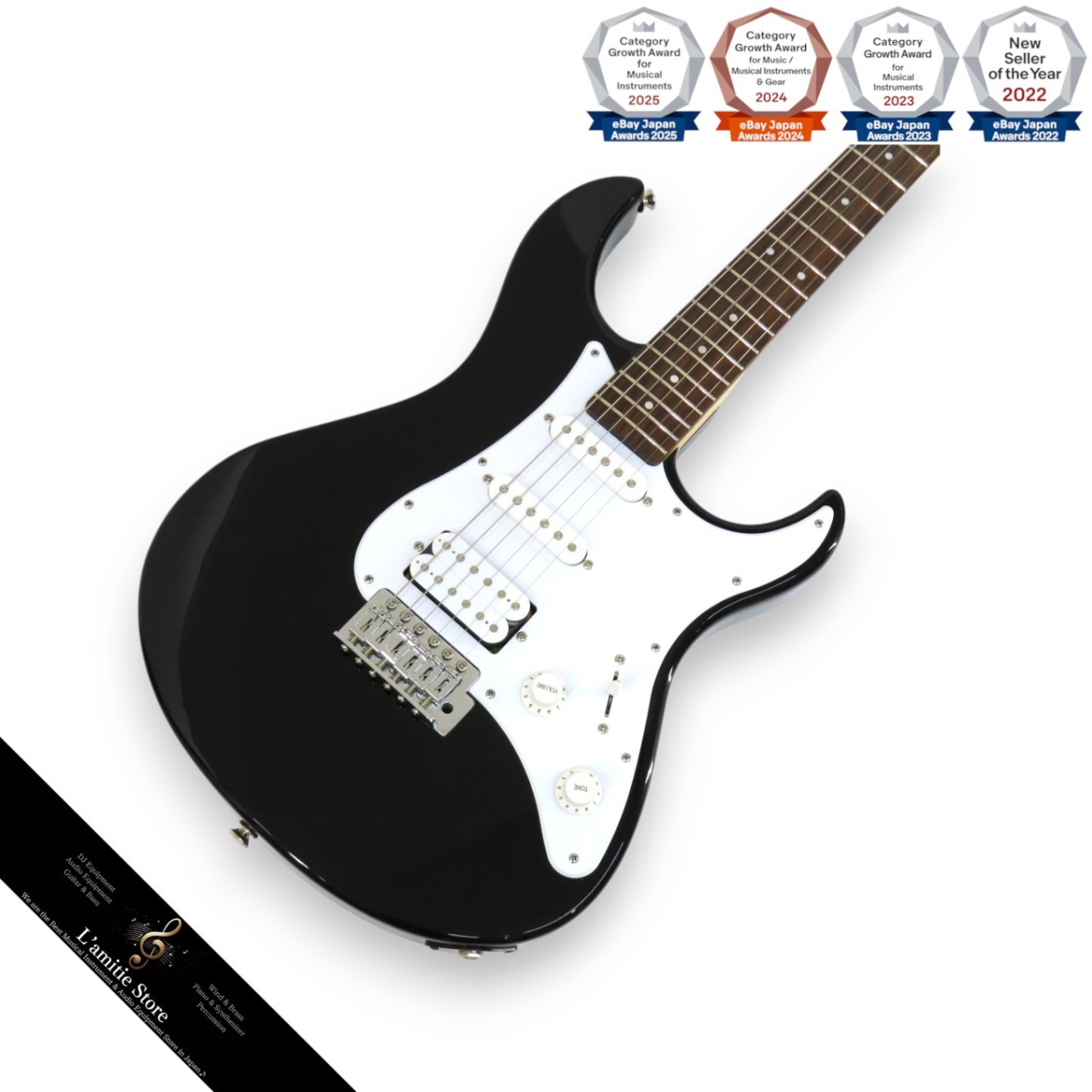 Yamaha PAC012 Electric Guitar Black Mahogany Maple Walnut 22F 3.3kg