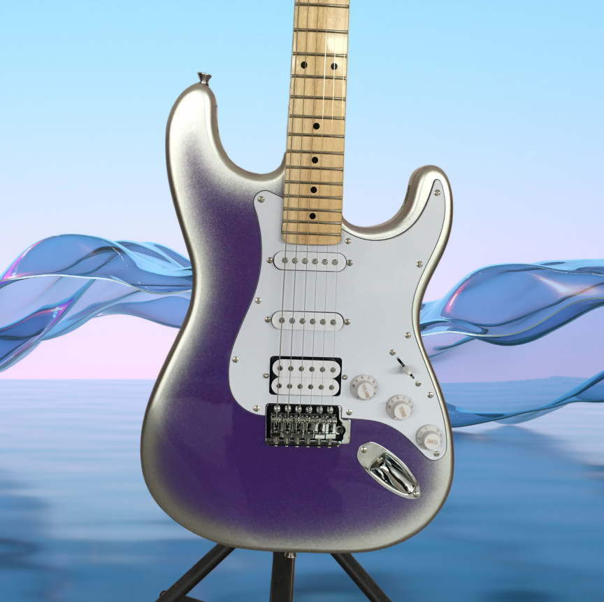 In Stock Metallic Purple Sparkle Solid Electric Guitar Maple Neck S-S-H Pickups
