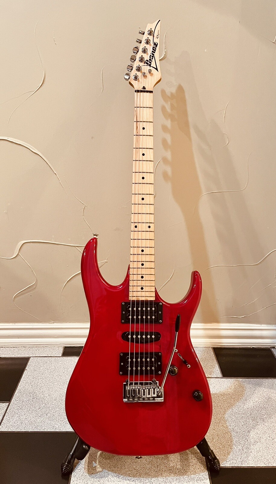 1993 Ibanez XT 170 Super Strat Guitar HSH Maple Body Trans Red Grover Tuners