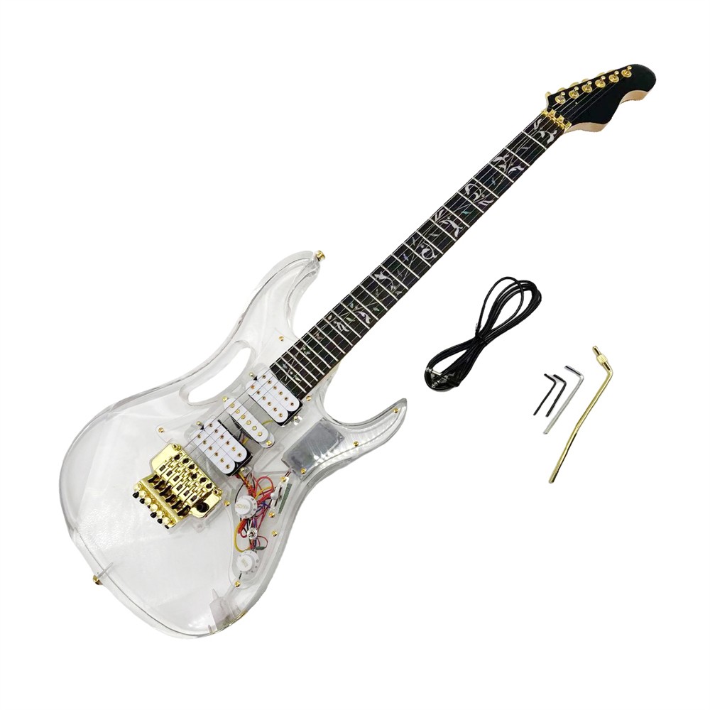 LED Light Electric Guitar Maple neck Acrylic Body Crystal Guitar Sweet Sound new