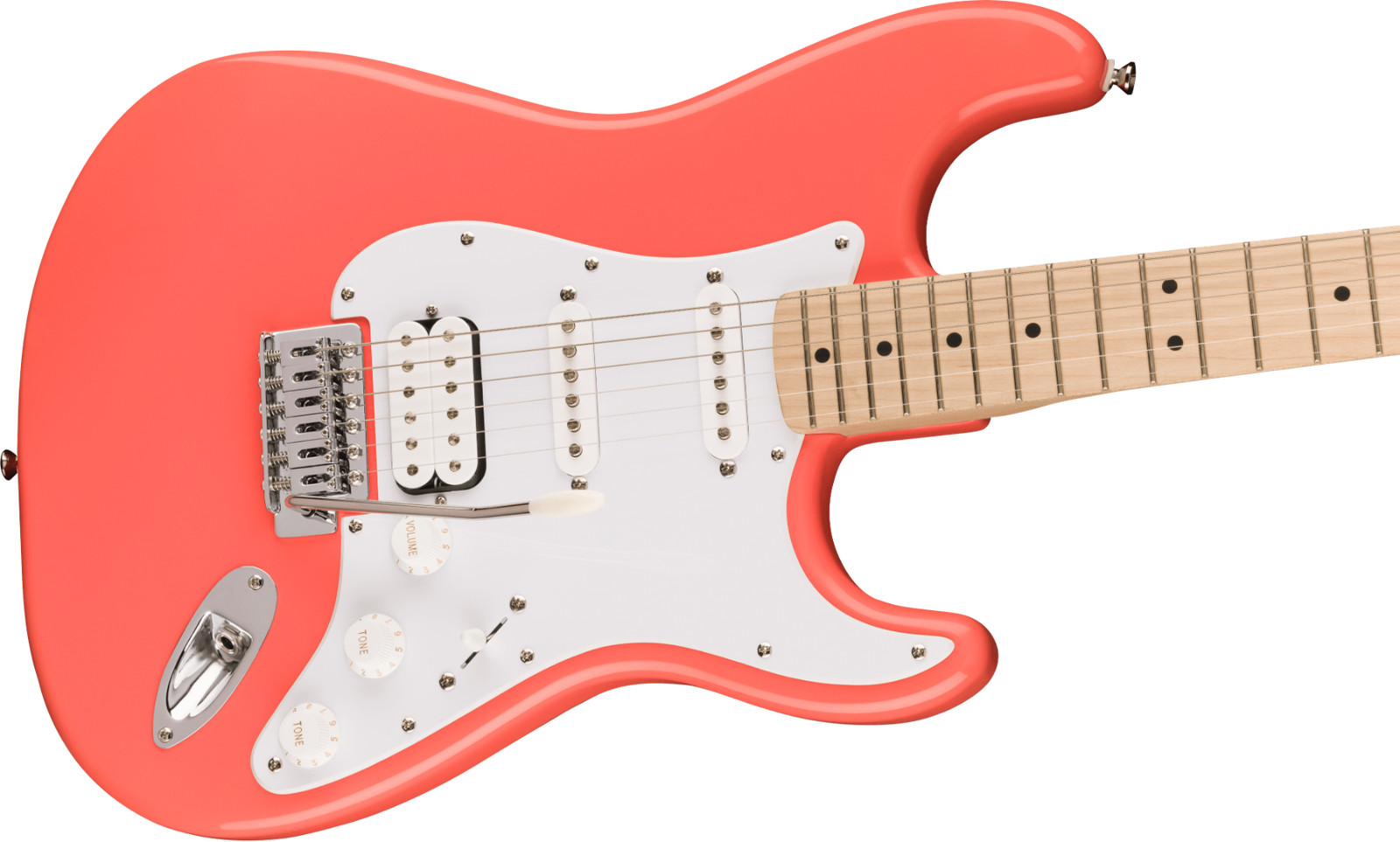 Fender Squier Sonic Stratocaster HSS Electric Guitar, Maple Neck, Tahitian Coral