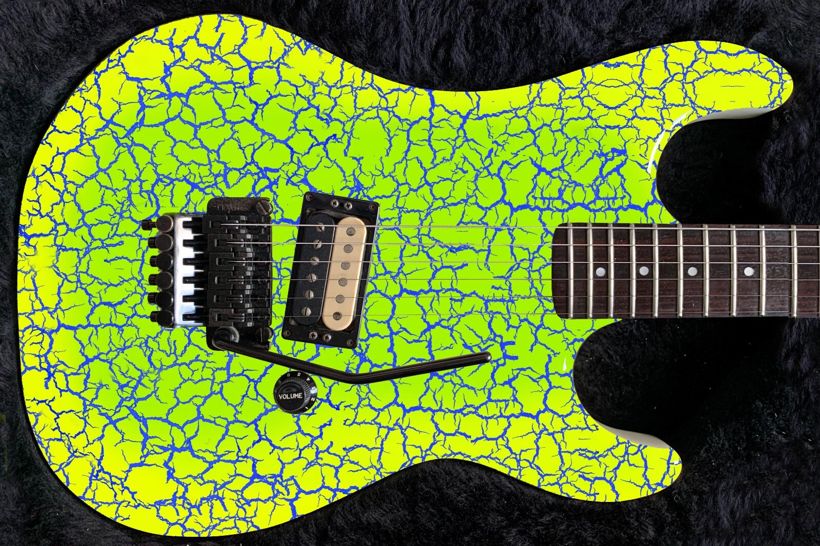 Guitar Wrap Skin Reface Iconic 80’s Burst 6 Volt Crackle Lemon Lime 1219