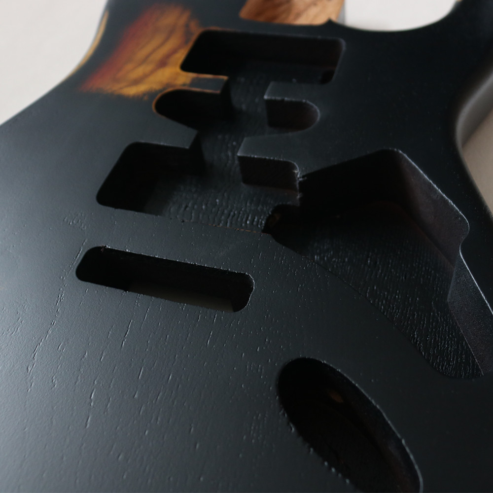 Heavy Relic Electric Guitar Kit Unfinished Elm Body 57MM Pocket In Black