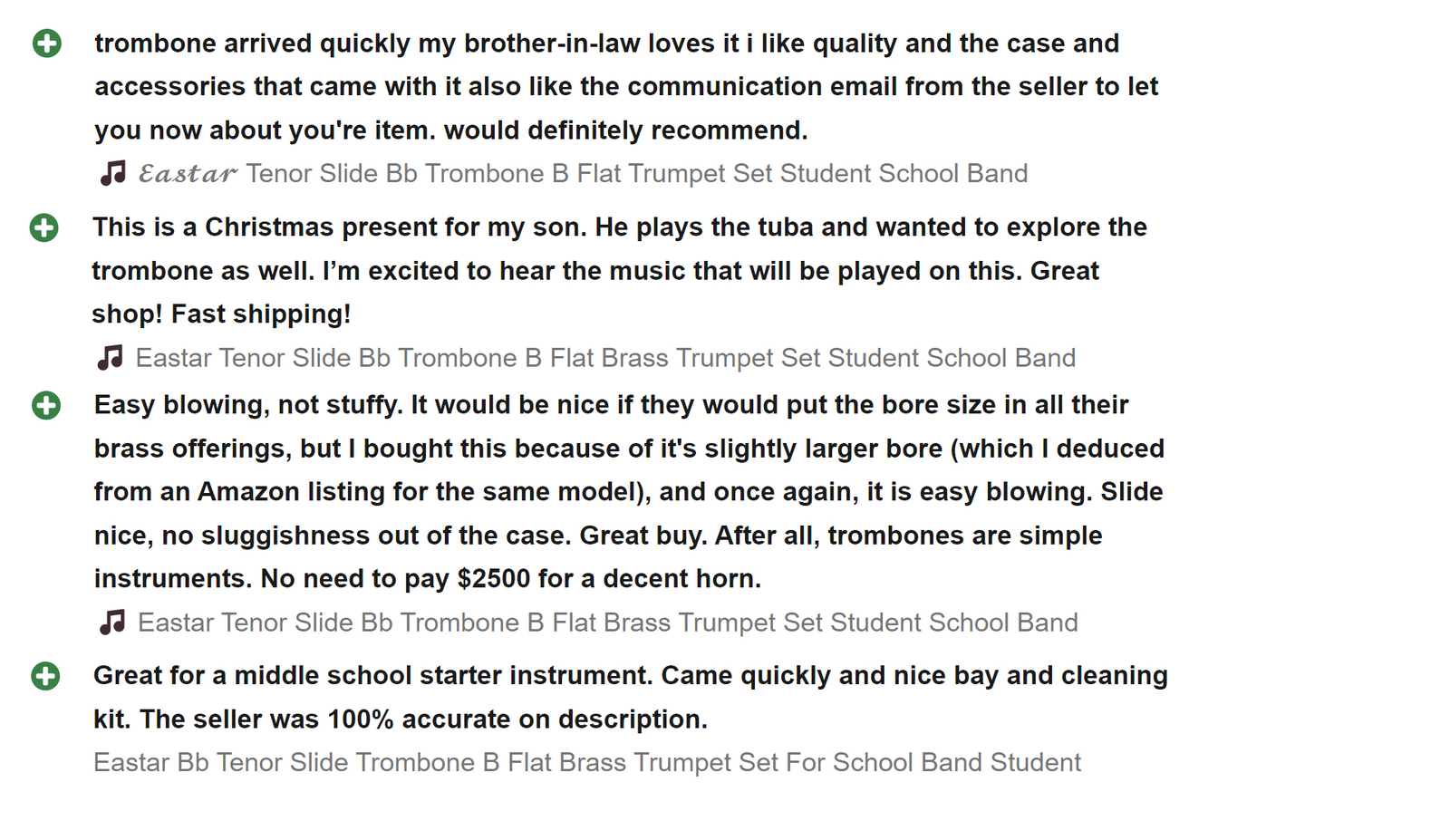 New Eastar ETB-330 Bb Tenor Trombone for Beginner Student Kids Gold w/ Case.