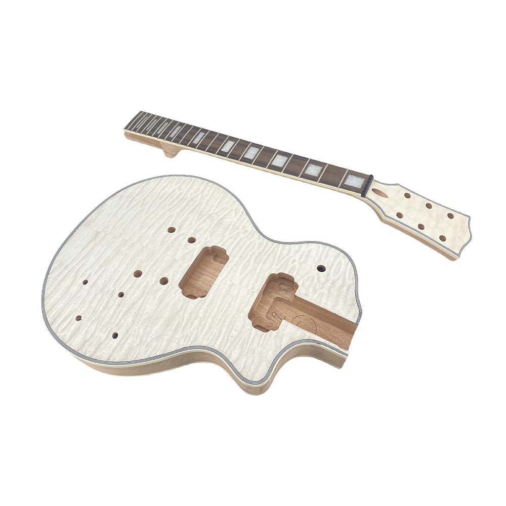New Electric Guitar Kit 22 Fret 24.75 Inch Mahogany Body Maple Top Hardware