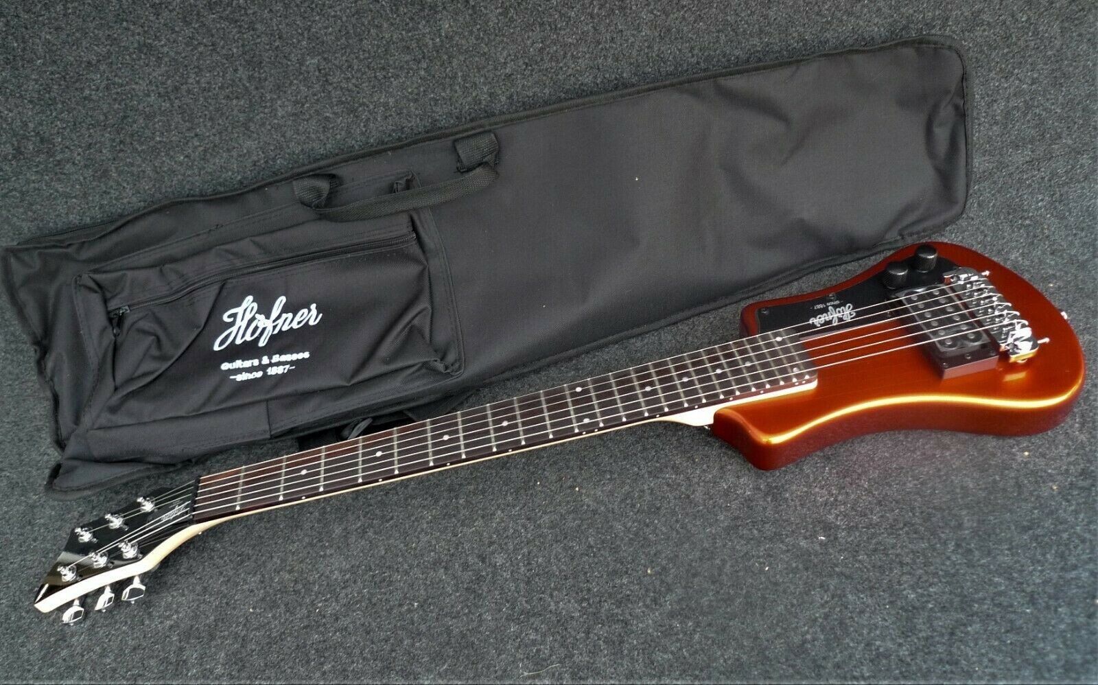HOFNER HCT-SH-MO SHORTY TRAVEL Electric Guitar METALIC ORANGE with Gig Bag