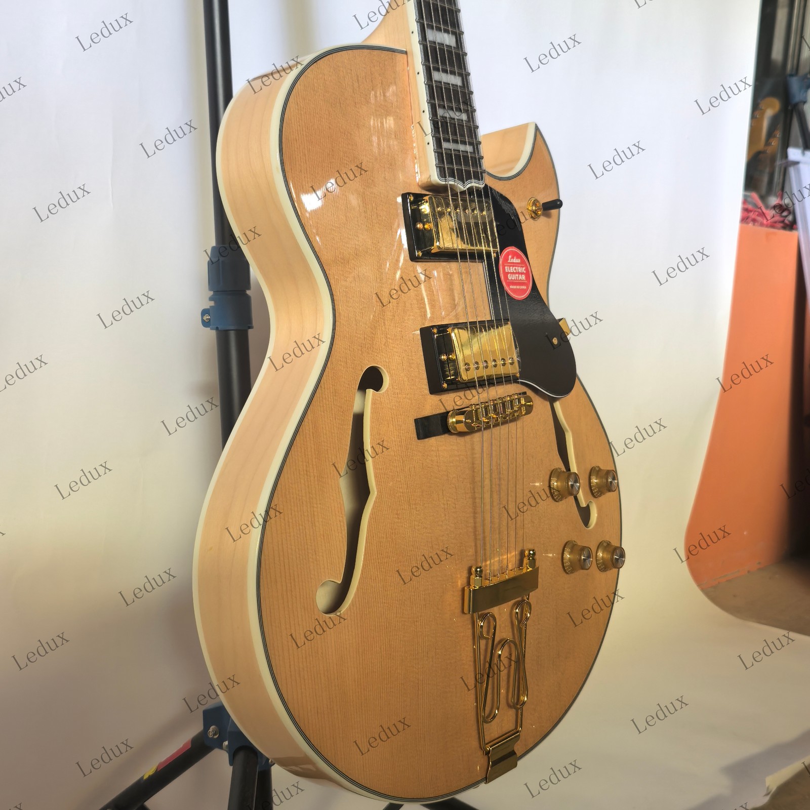 Hollow body Electric Guitar Stainless Steel Rounded Frets Bone Nut Natural wood