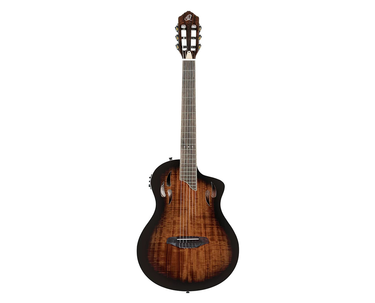 Ortega Guitars RTPDLX-ACA TourPlayer Series Thinline A/E Nylon – Burst Open Box
