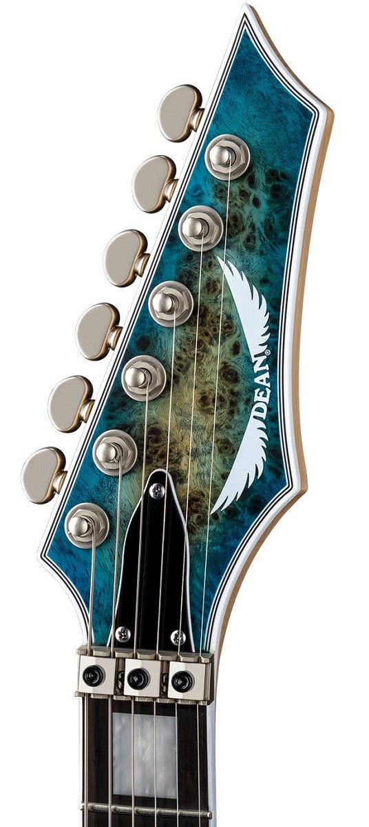 Dean Exile Select Burled Poplar Top Guitar in Satin Turquoise Burst