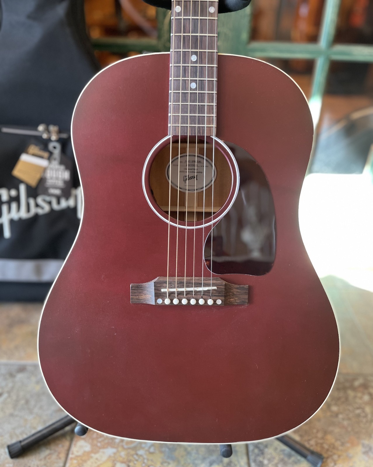 Gibson J-45 Special Acoustic Electric Guitar in Satin Wine Red w/ Gibson Case