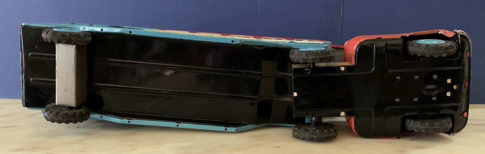 VINTAGE LARGE TIN TOY FRICTION T.n NOMURA TRUCK AUTO CARRIER TOY MOTOR JAPAN