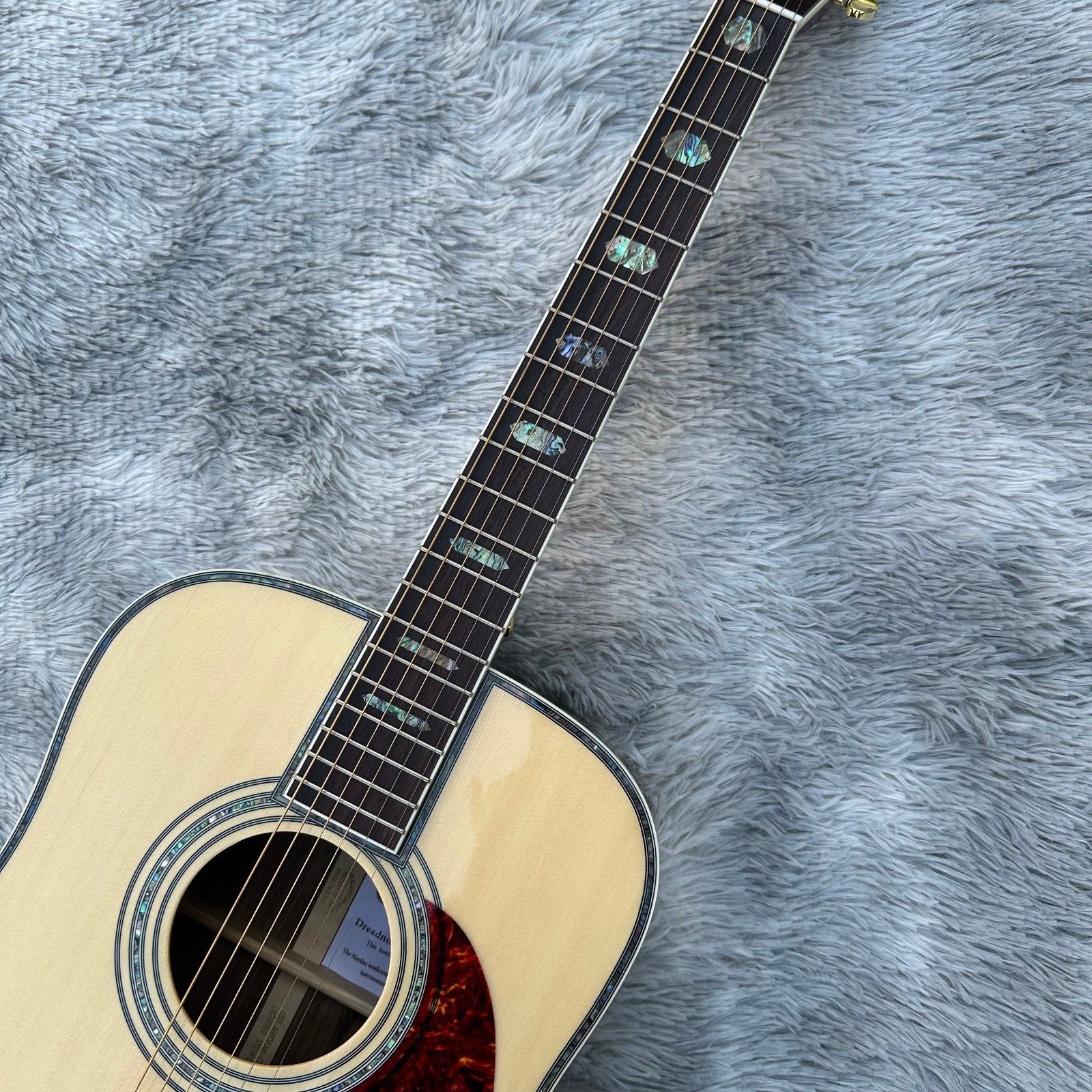 Handmade Large 41 Inch Acoustic Guitar With Abalone Shell Inlaid