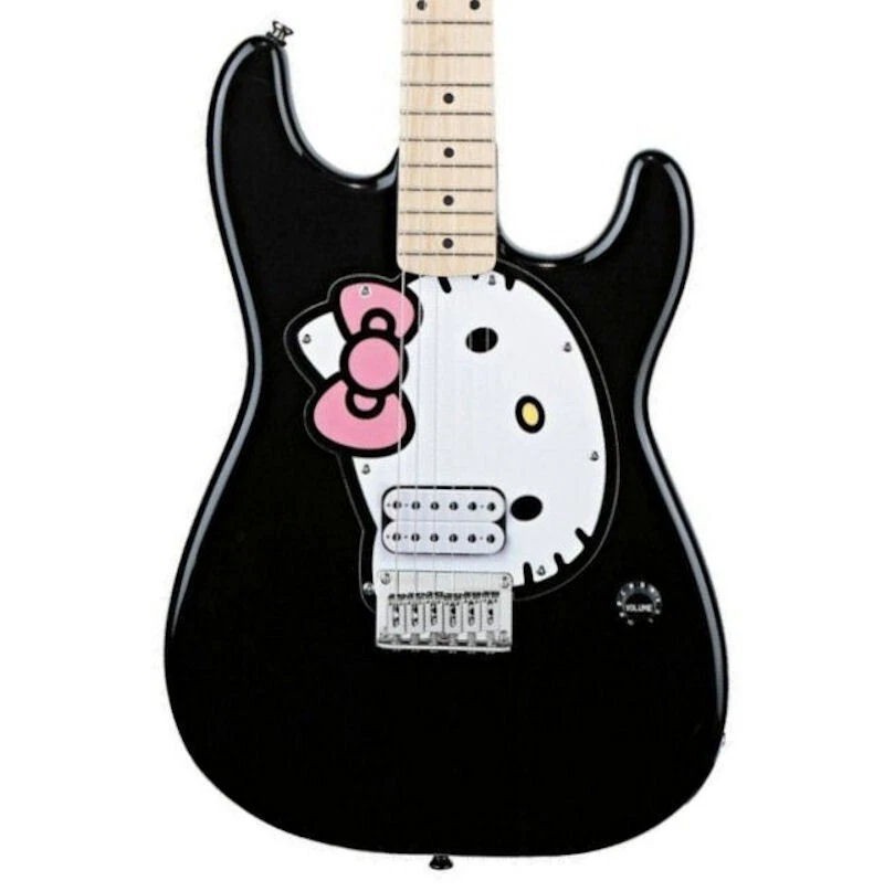Fishbone black Guitar 2024 Black HI CAT + Gig bag, Strap,PInk Picks