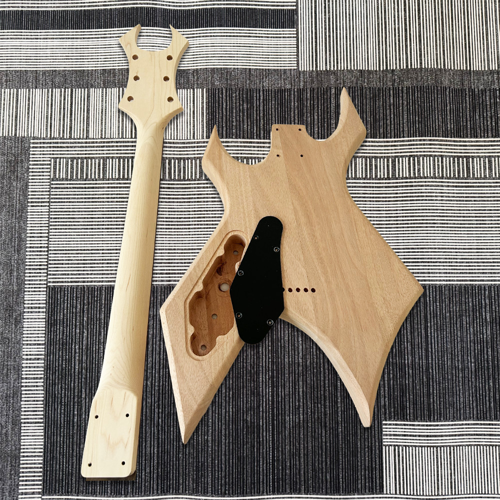 DIY Unfinished BC Rich Electric Guitar Kit Mahogany Body Maple Neck Black Part