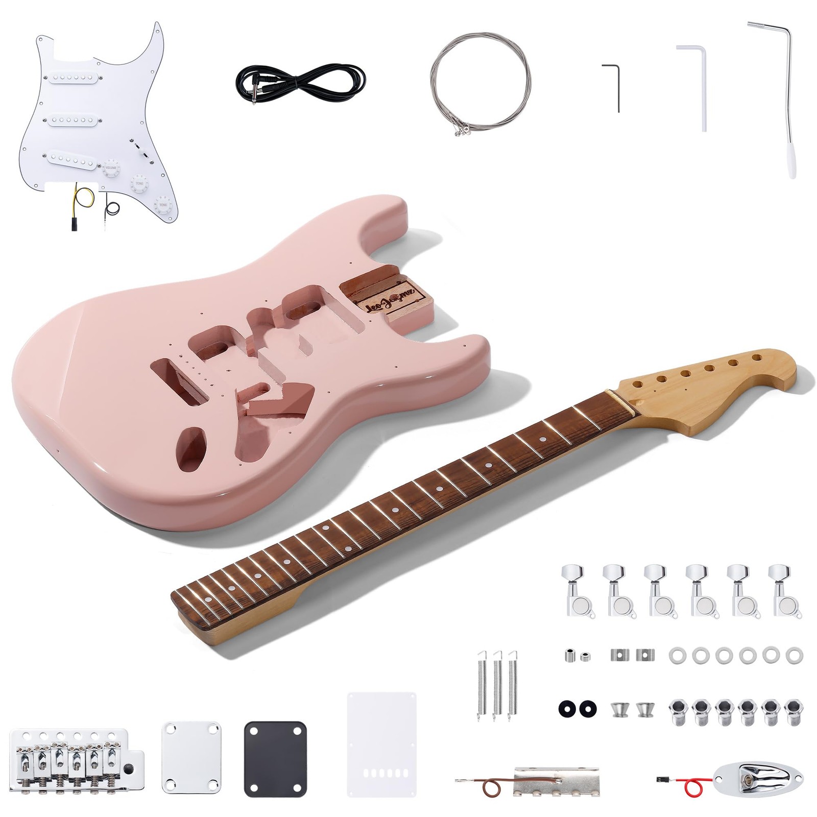 DIY ST Style Electric Guitar Kits,Spray-painted Mahogany Body,Laurel Wood Fin…
