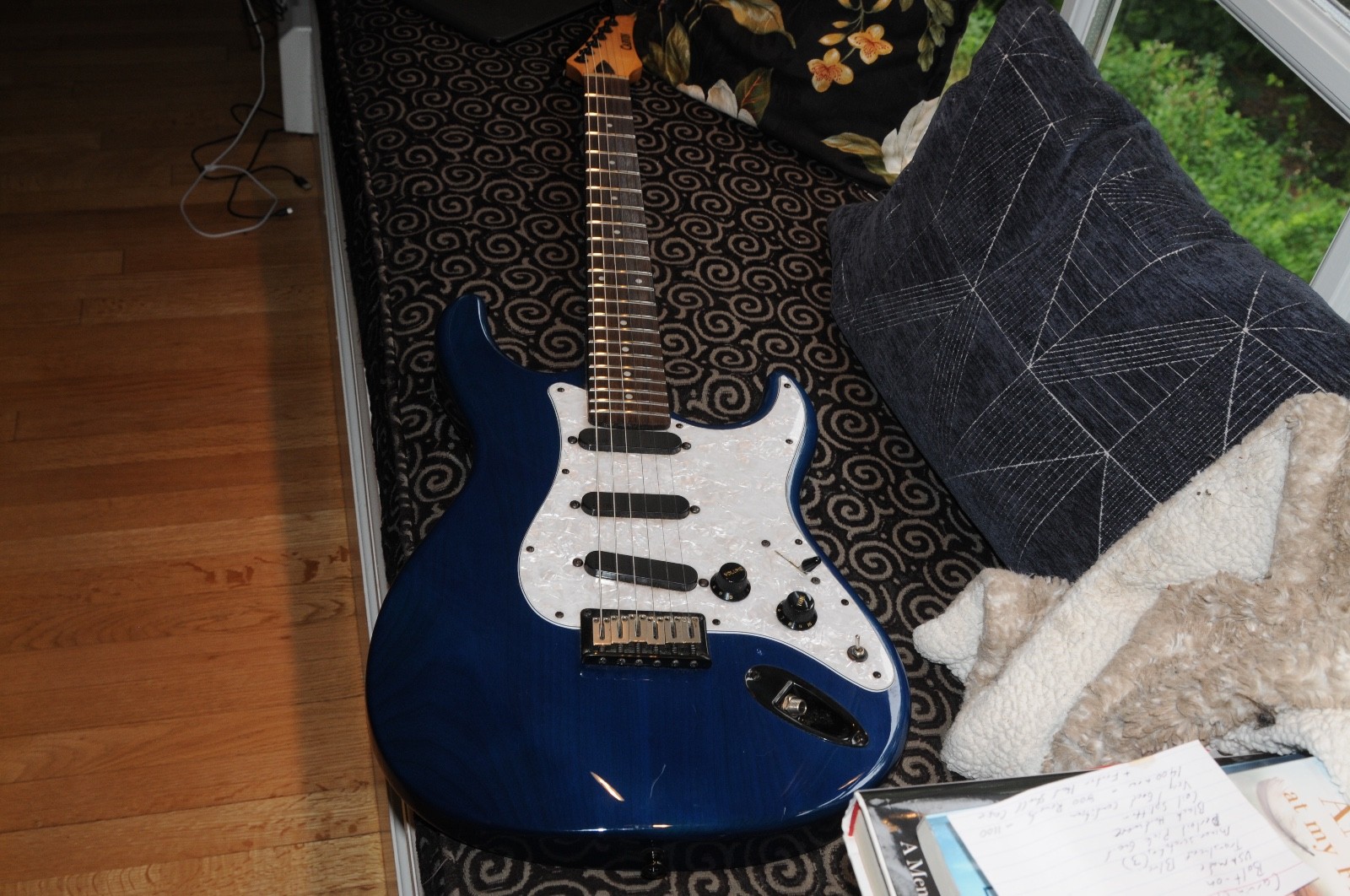 Carvin USA Bolt Strat Style Electric Guitar Translucent Blue Pearloid Pick Guard