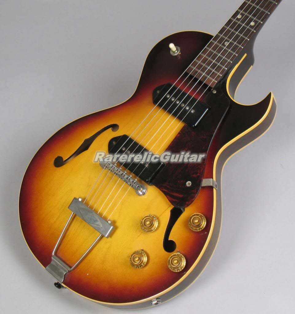 Vintage Sunburst Semi Hollow Body Electric Guitar 4/4 Size Short Scale