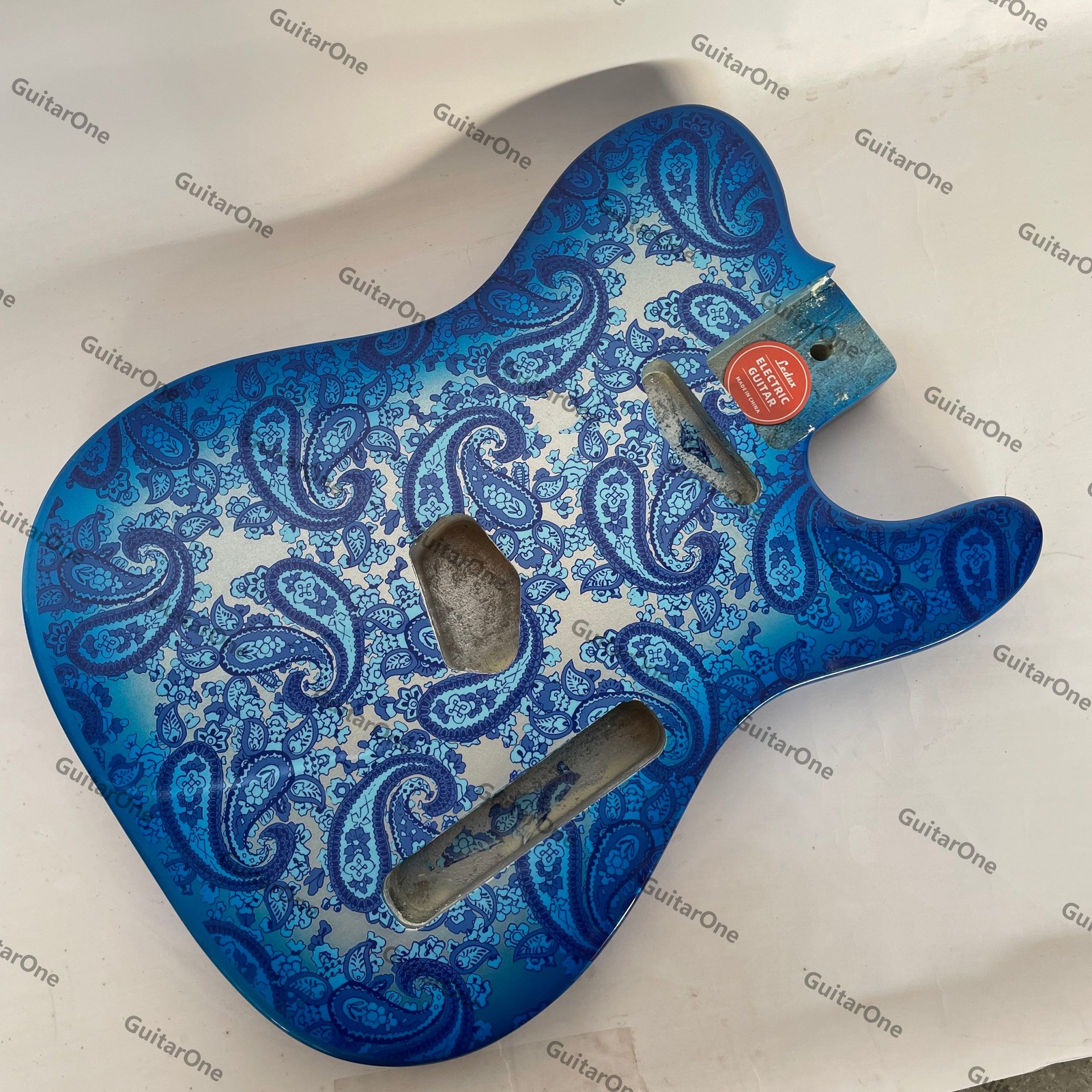 DIY Unfinished Electric Guitar Body Blue Blue Millipede Pattern Solid Ash Body