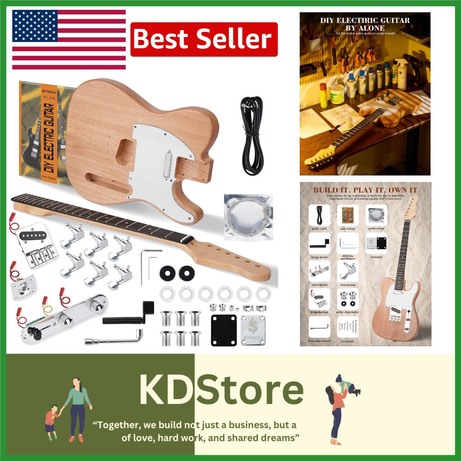 Build Your Own TL Style Electric Guitar Kit – Mahogany & Maple, Easy DIY