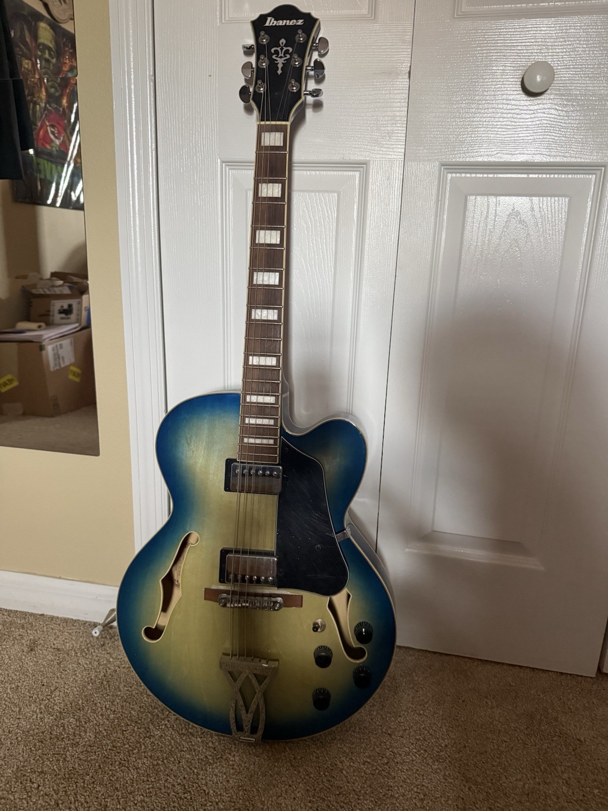 Ibanez AF75-JBB Hollow Body Electric Guitar Blue 6-String Rosewood Right-Handed