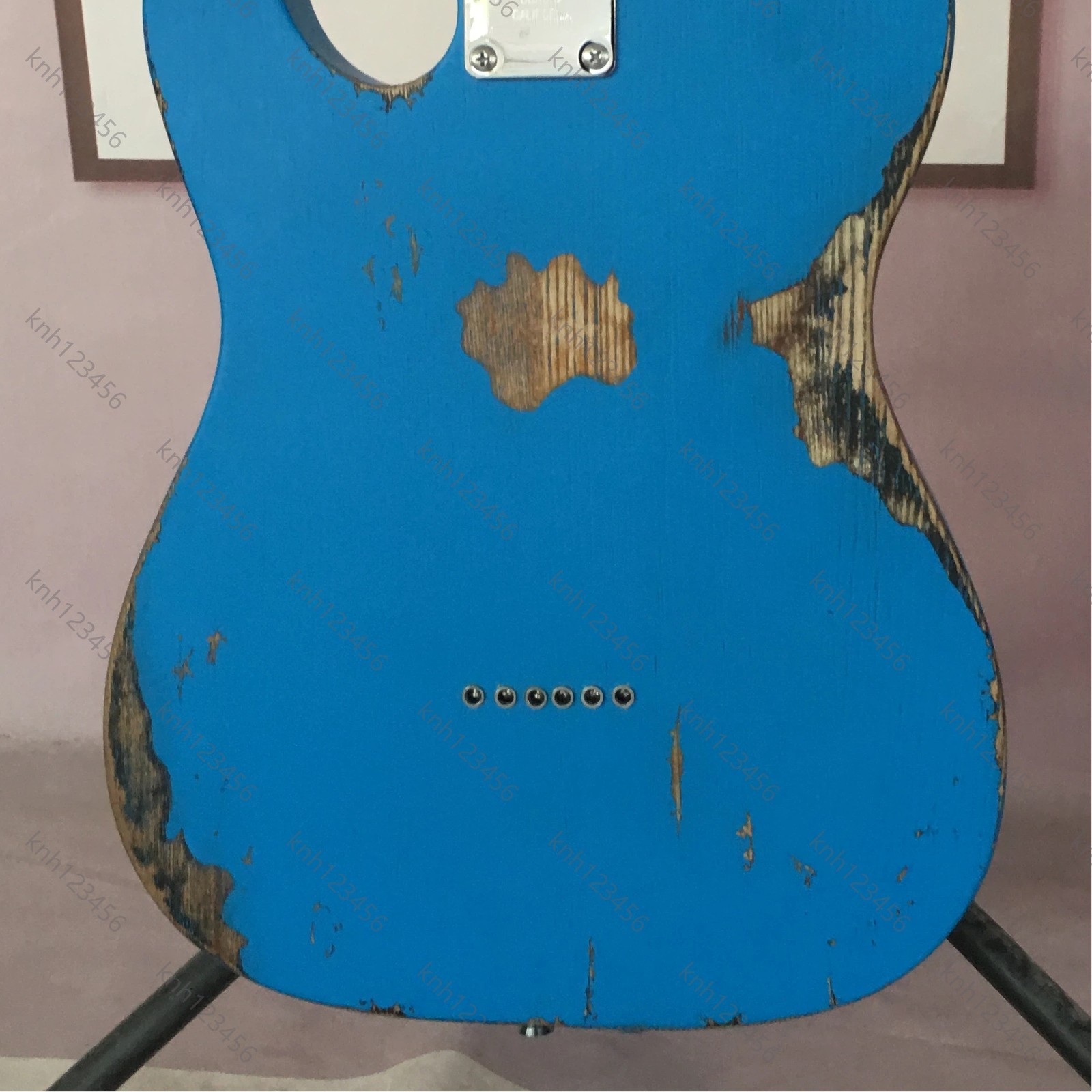 Worn Bright Blue Offset Contour Electric Guitar SH Pickups Free Shipping