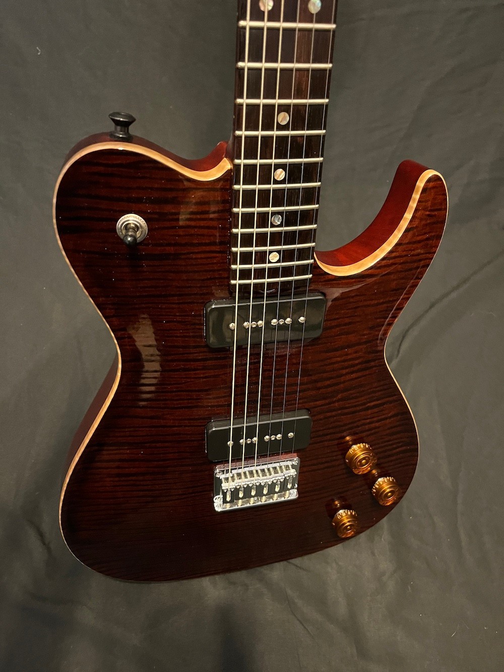 2008 Don Grosh Carve Top T Semi Hollow Guitar 5A Flame Top Braz Board W/OHSC