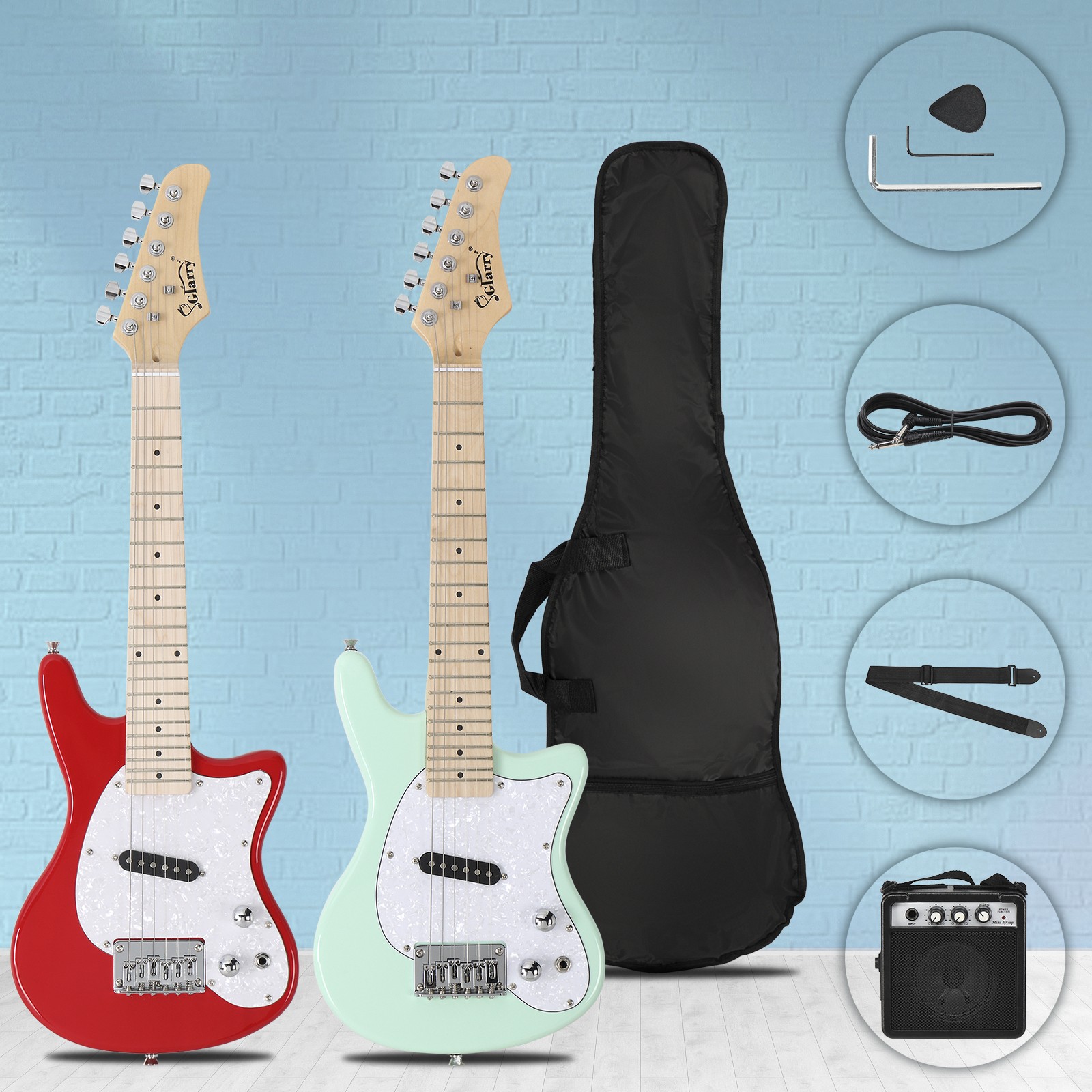 30in Maple Fingerboard Mini Electric Guitar Kit with 5W Amplifier Bag String