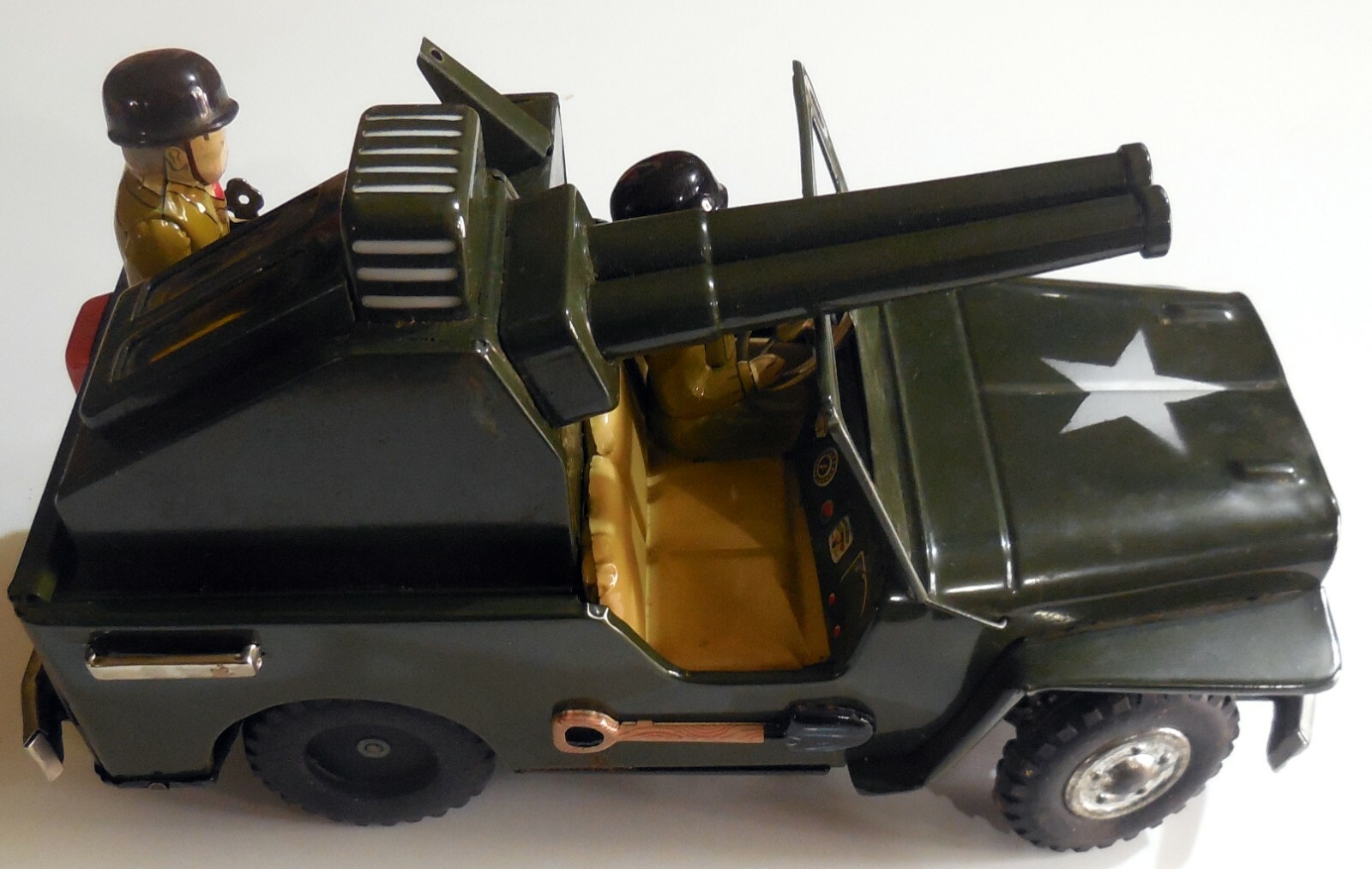 VINTAGE large TIN TOY ANTI AIRCRAFT JEEP T.N NOMURA JAPAN 1950s BOXED