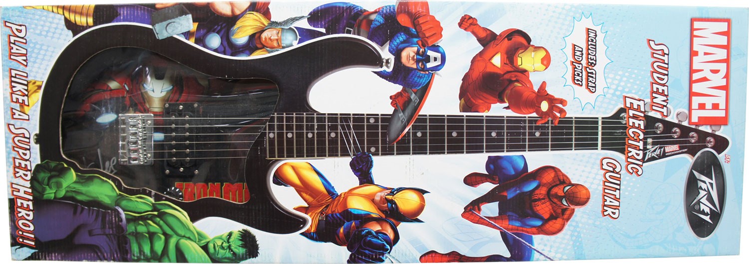 Stan Lee Signed Peavey Marvel Iron Man 3/4 Size Electric Guitar & Certificate!