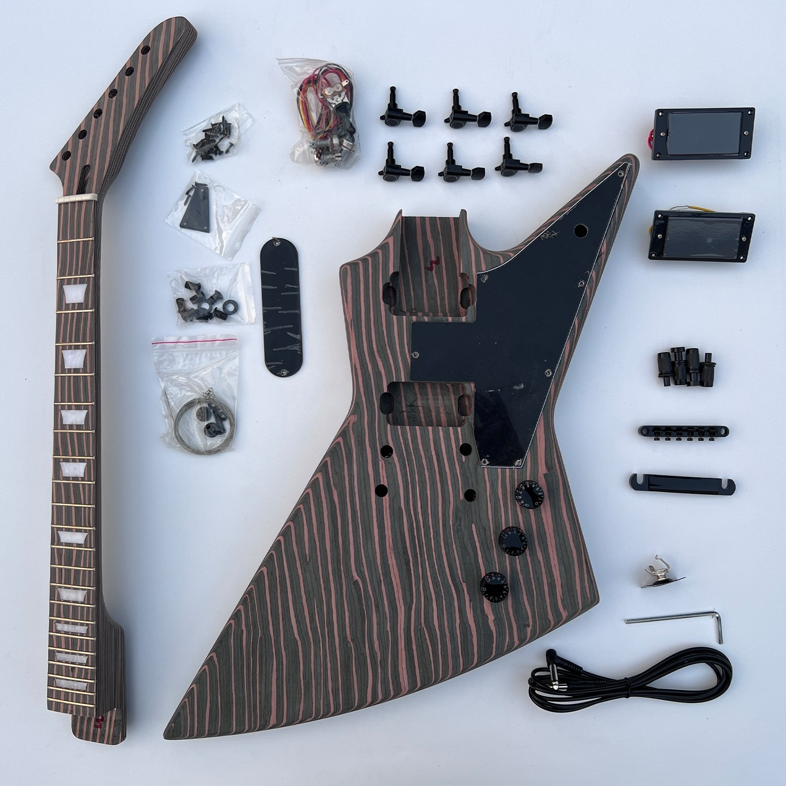 Unfinished DIY Electric Guitar Kits Free Shipping Zebrawood Bone Nuts Set Neck