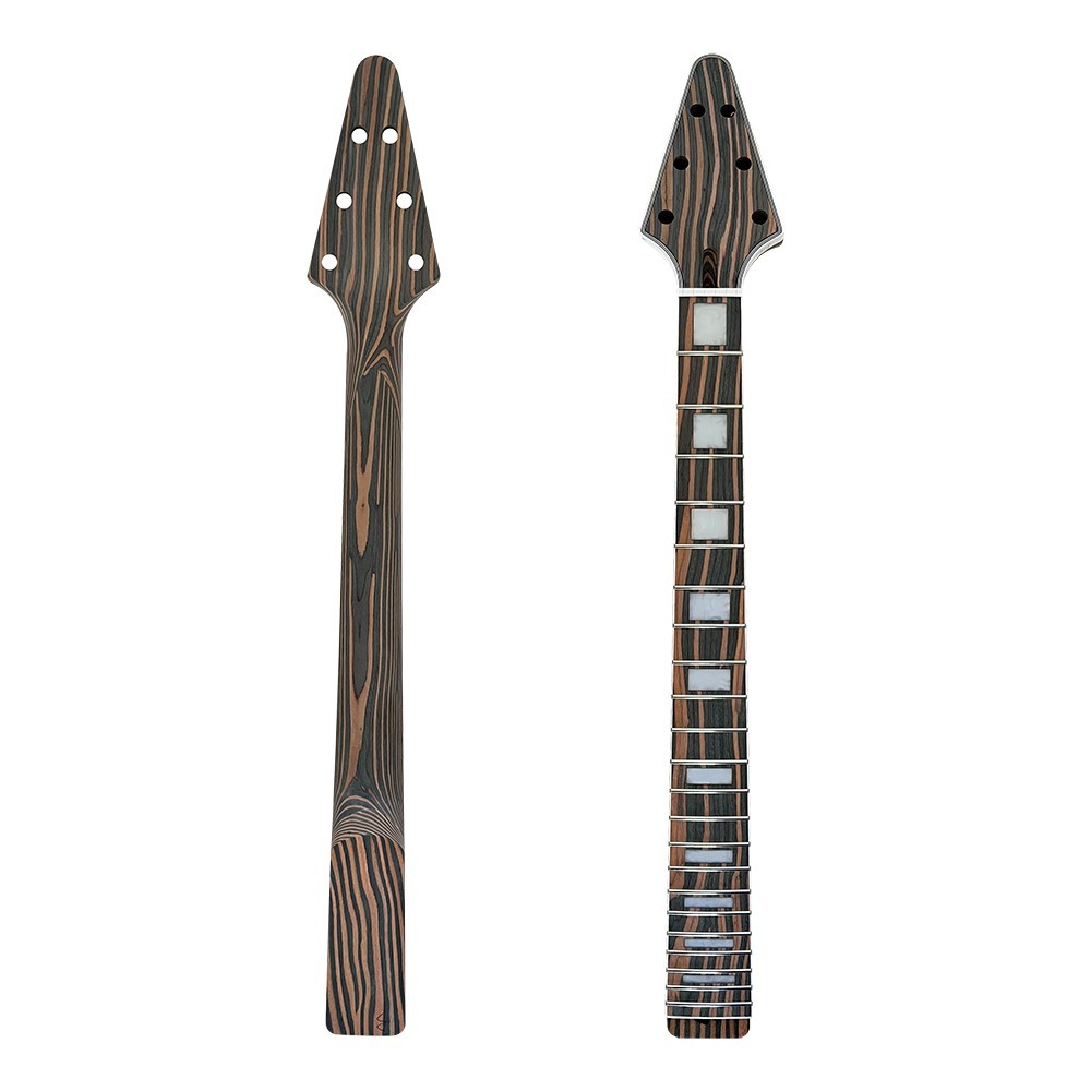 Unfinished DIY Electric Guitar Kits Set Neck V Bridges Zebrawood Free Ship