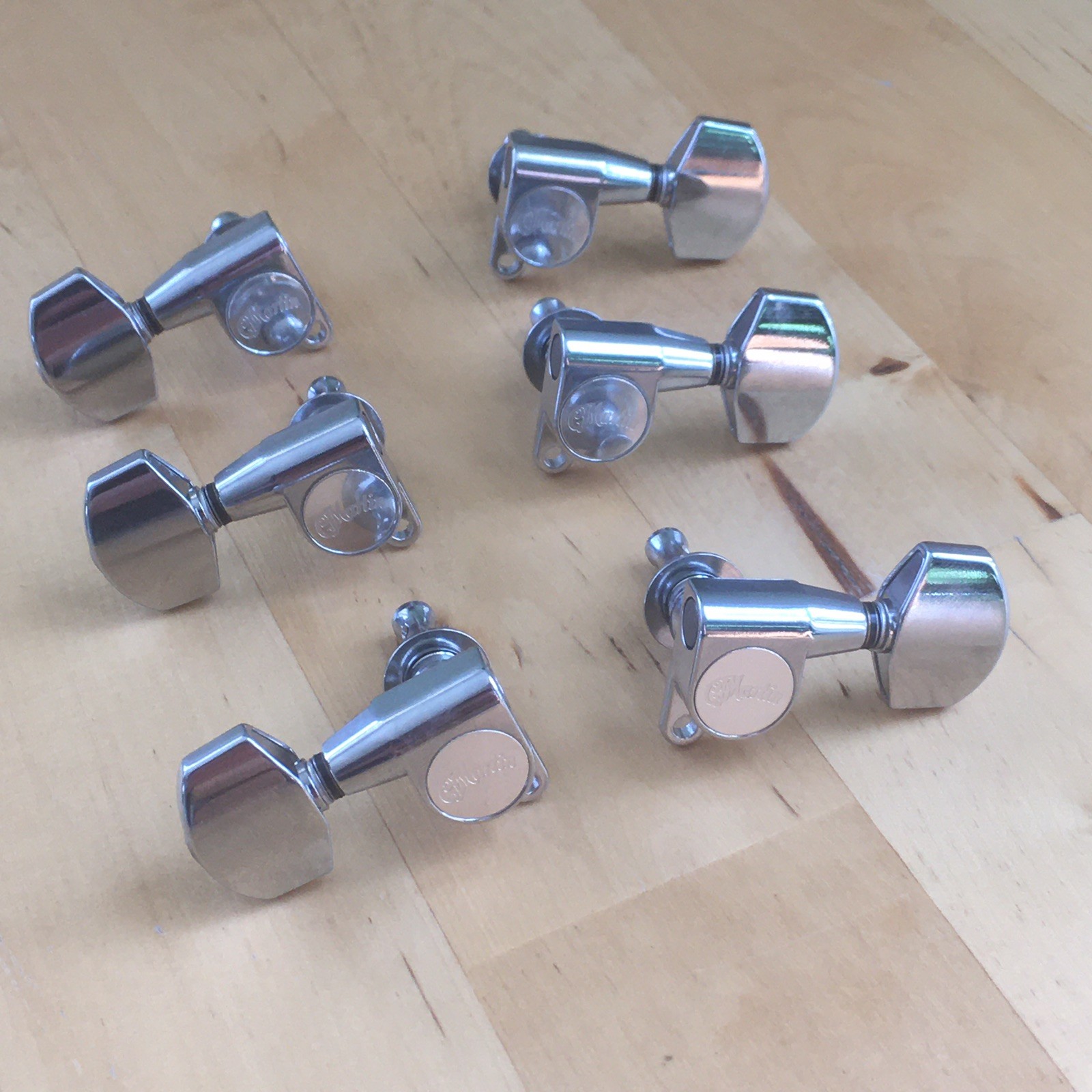 6 Genuine “Martin” Logo Acoustic Guitar Bolt On Chrome Tuners D35 HD28 Low Tab