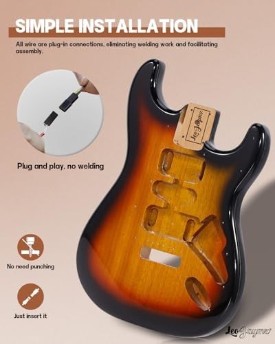 Leo Jaymz DIY Electric Guitar Kit ST Style Sunburst Mahogany Body Maple Neck