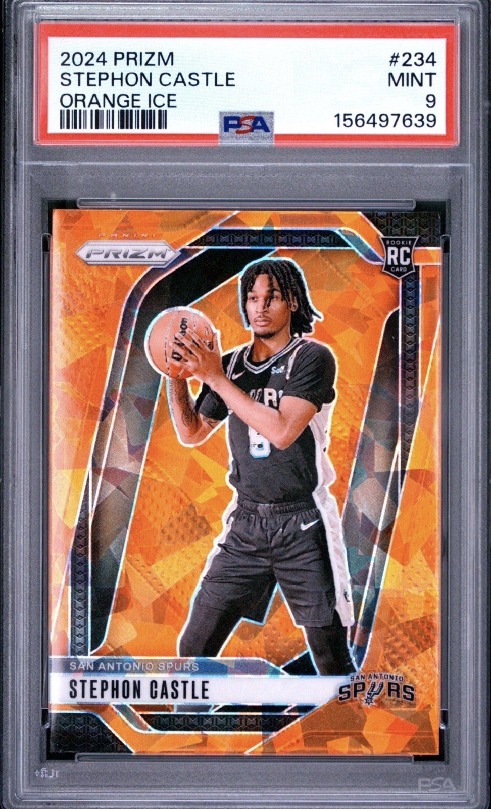 PSA 9 2024 Panini Prizm Stephon Castle Rookie #234 Orange Cracked Ice RC