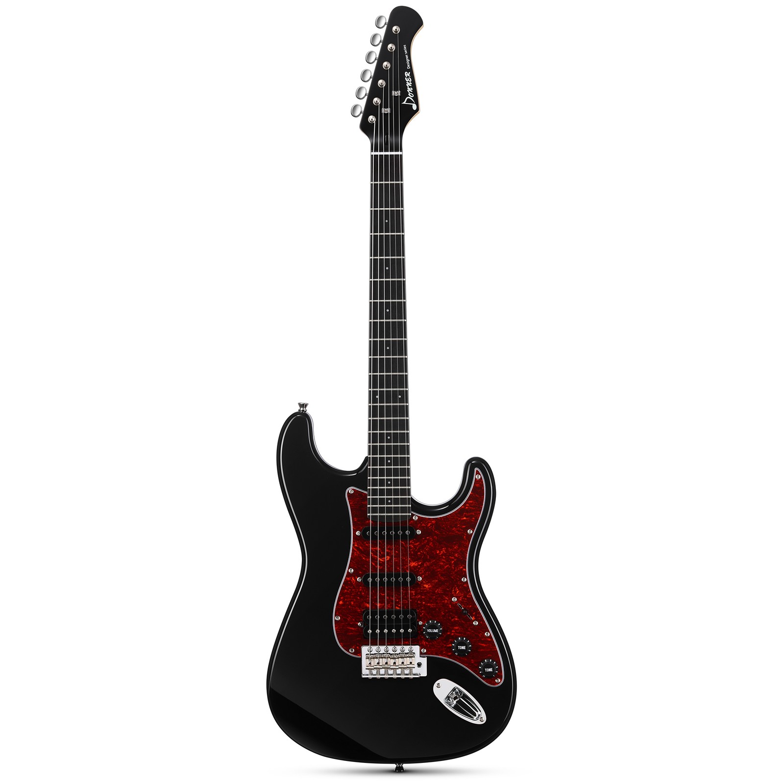 Donner DST-200 Electric Guitar HSS Coil Spilt Tremolo Solid Body Black Knight
