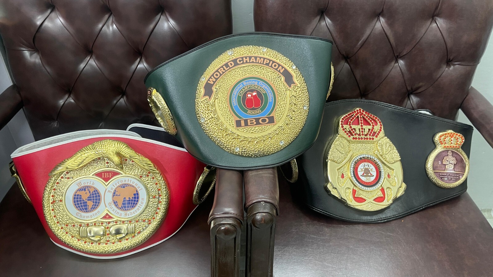 WORLD REPLICA BOXING SET OF 5 BELTS WBA,IBO,WBC,IBF,& WBO ADULT SIZE TITLE