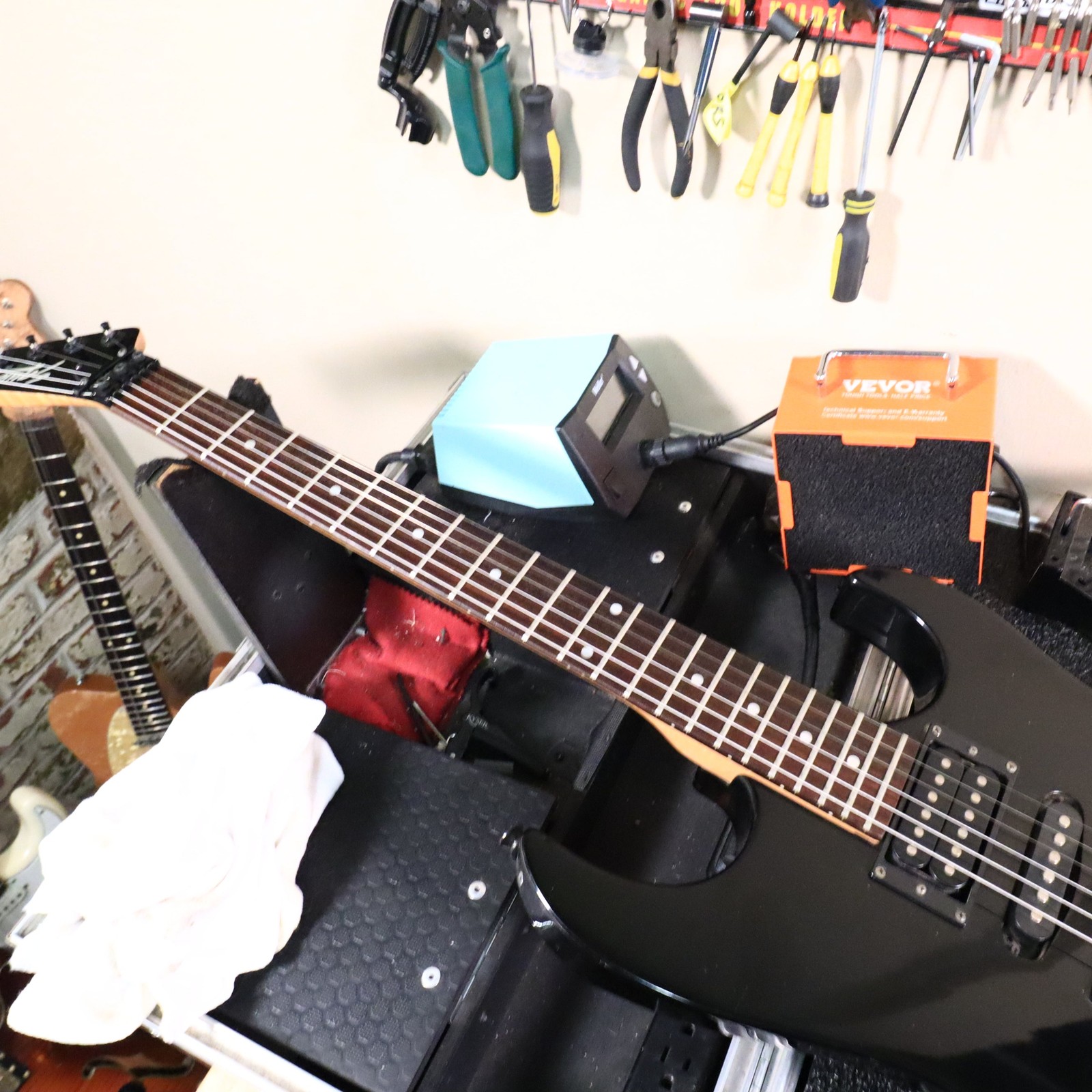 1989 Squier FR-212 Floyd Rose II Black Korea Reverse Headstock RARE HM