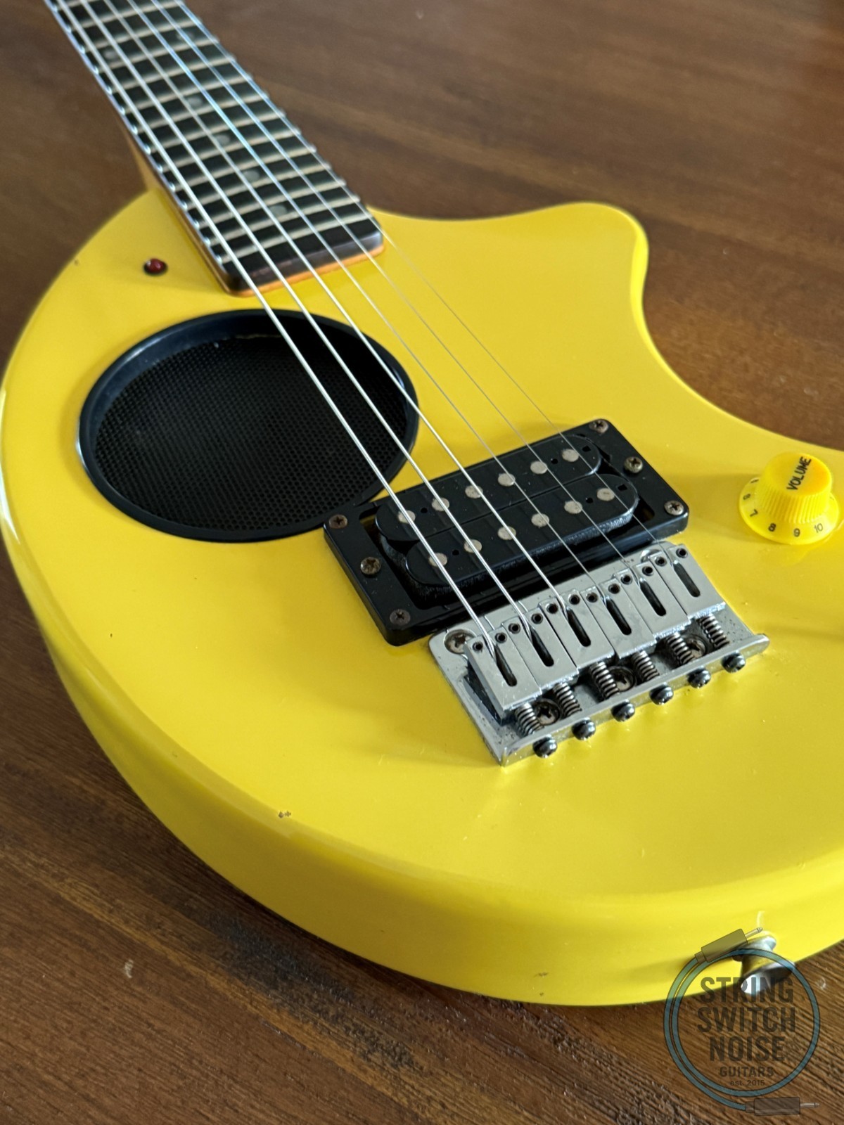 Fernandes ZO-3, Graffiti Yellow, 2000s Nomad Travel Guitar, w/Onboard Speaker